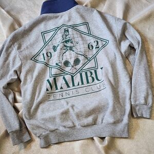 Zoe + Liv Gray Malibu Tennis Club Quarter Zip Sweatshirt Pullover - L Job Shirt